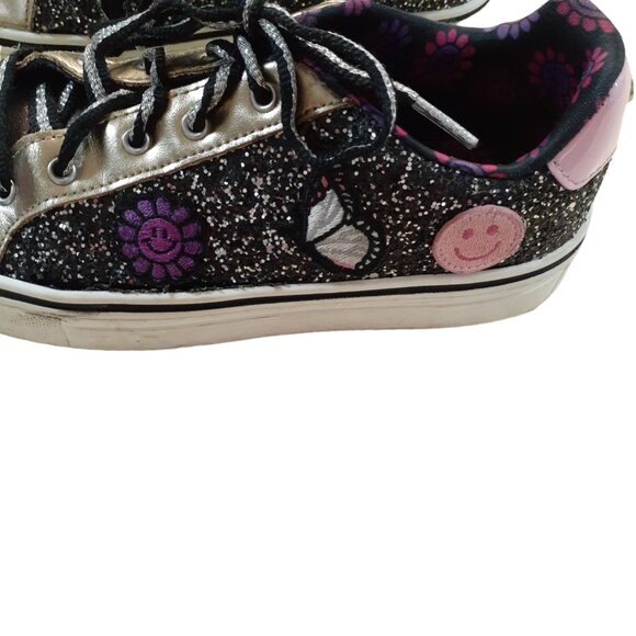 Madden NYC Big Girls Junie Embroidered Glitter Sneaker Shoes Black Size 4 - Picture 4 of 5